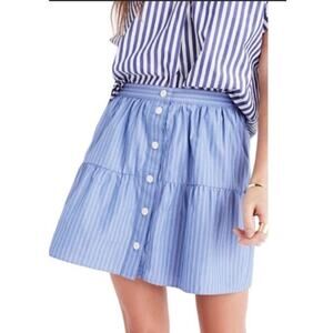 Madewell Bistro Sky Blue Striped Mini Skirt